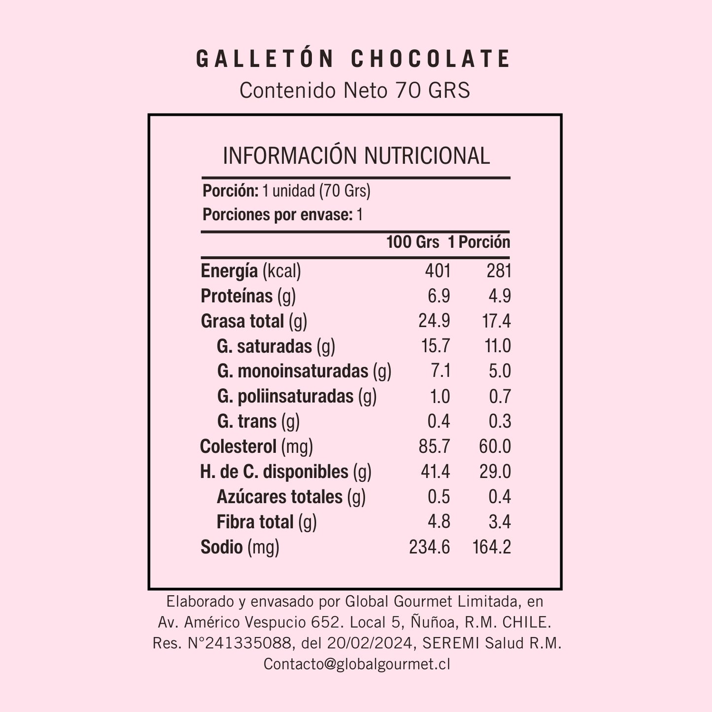 Galletón Chocolate Sin Azúcar