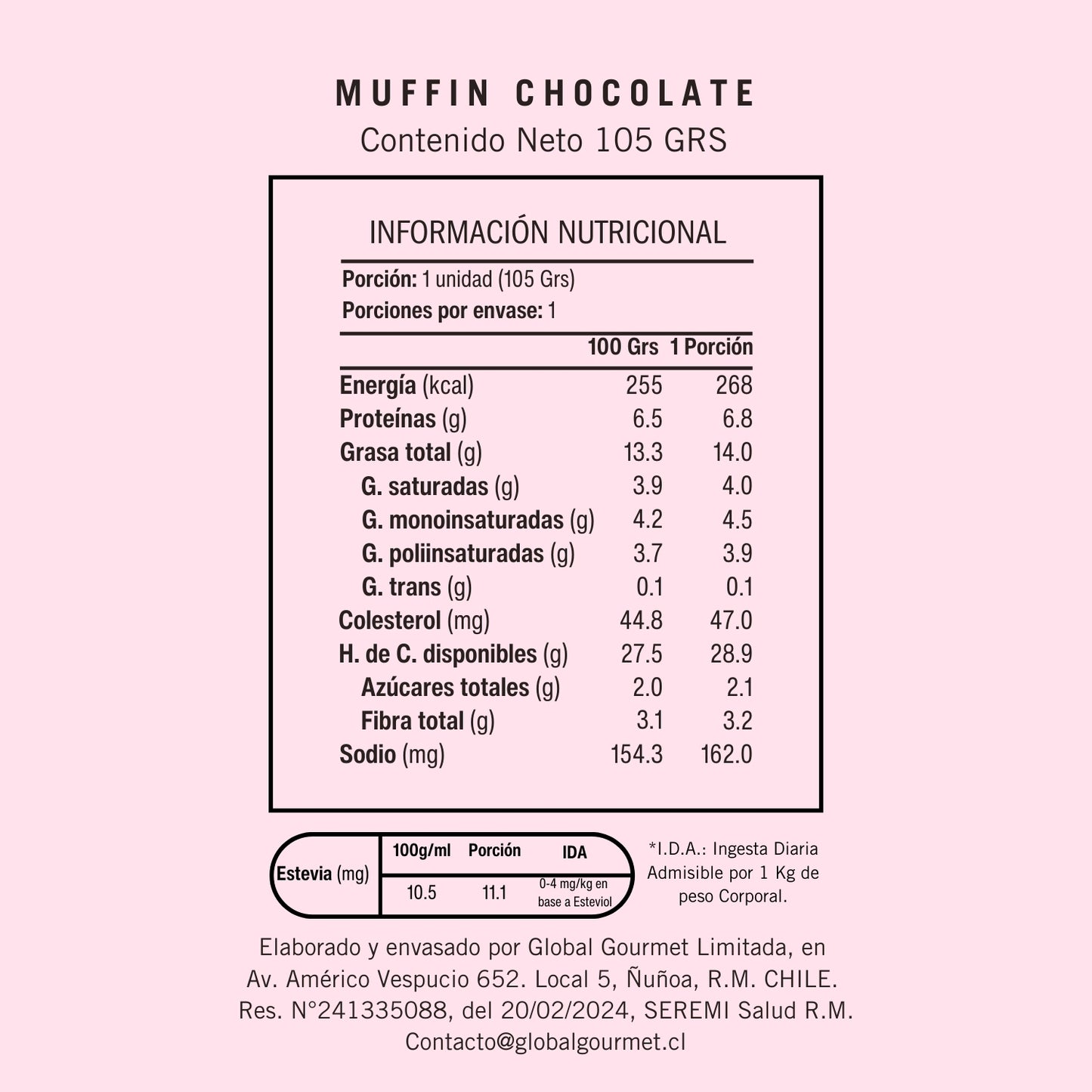 Muffin de Chocolate Sin Azúcar