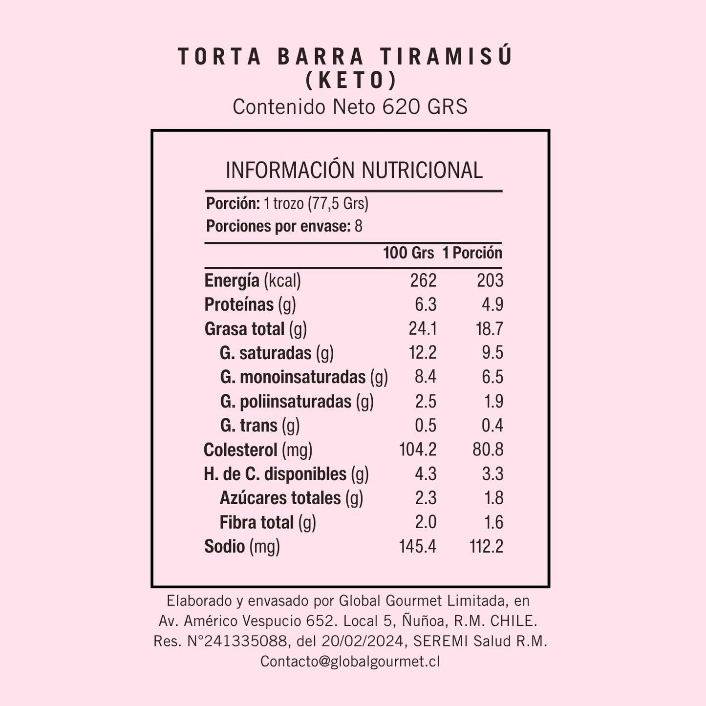 Torta Barra Tiramisú Keto Sin Azúcar