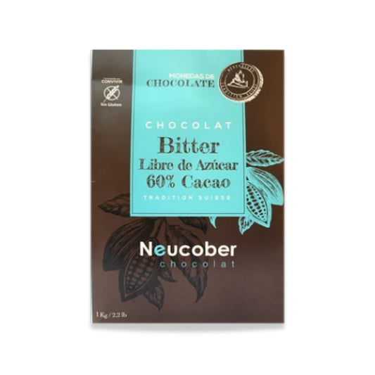 Monedas de Chocolate Bitter 60% Cacao Sin Azúcar Neucober 1 KG.