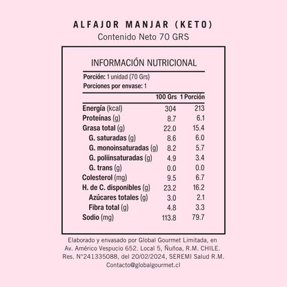 Alfajor Manjar Chocolate KETO Sin Azúcar