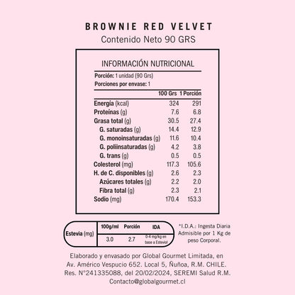 Brownie Red Velvet KETO Sin Azúcar