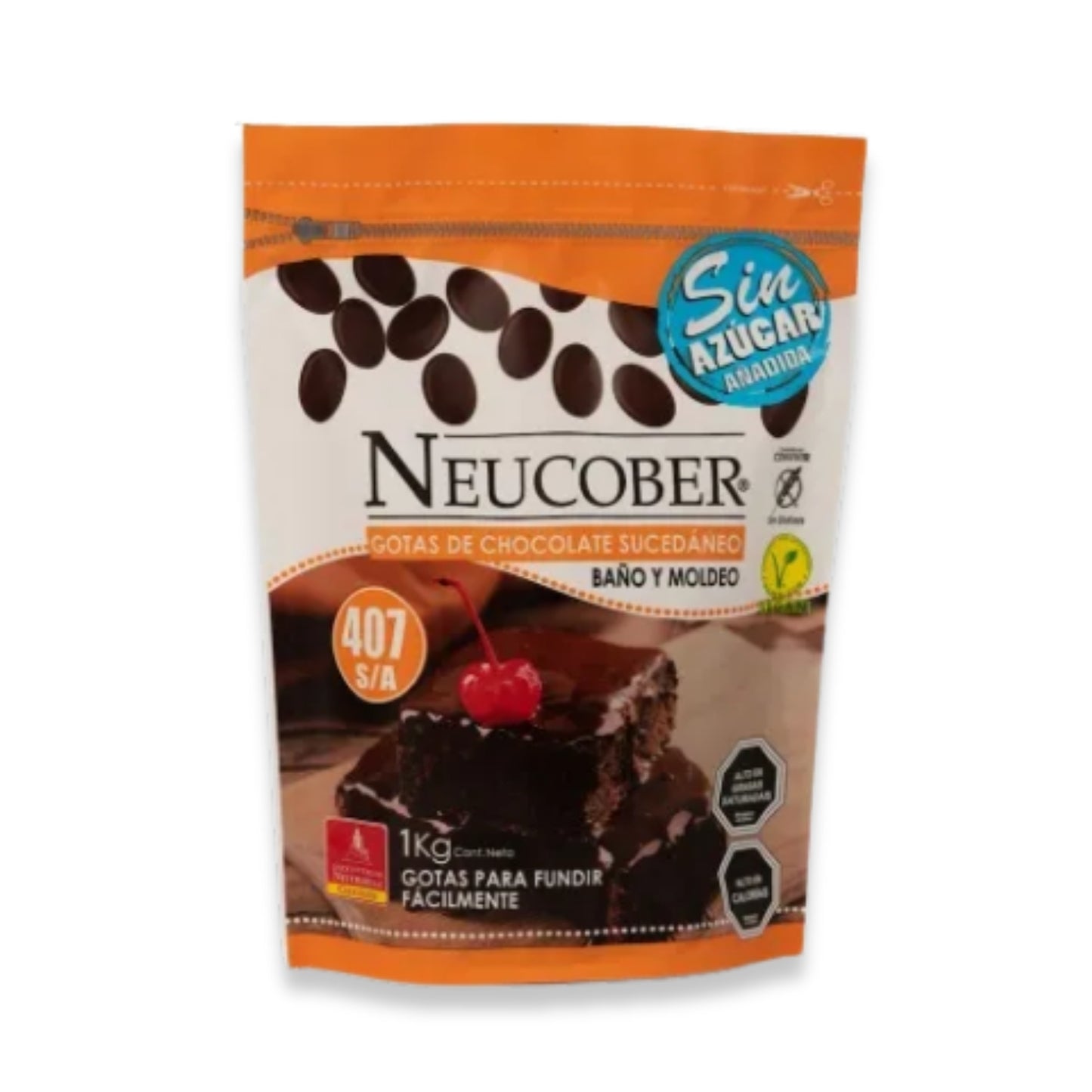 Neucober Gotas de Chocolate Cobertura Sin Azúcar 1 KG.