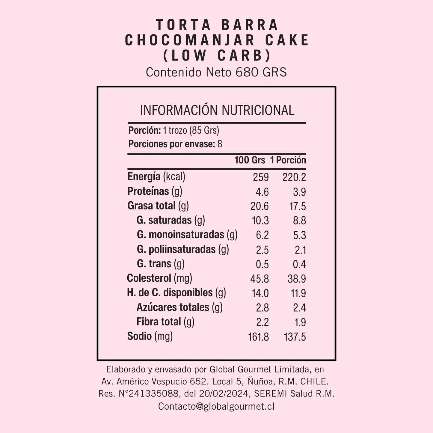 Torta Barra ChocoManjar LowCarb Sin Azúcar